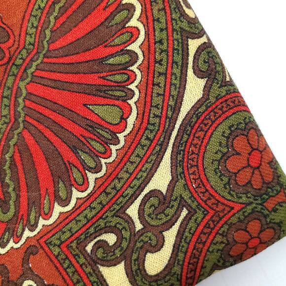 Vtg Stix Baer & Fuller Scarf Green Rust Golden Geo Floral Pattern 26.5" Square - Picture 14 of 16